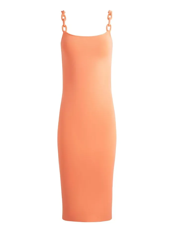 Alice Olivia ALINA LOOPED STRAPS MIDI DRESS Coral Women Dresses
