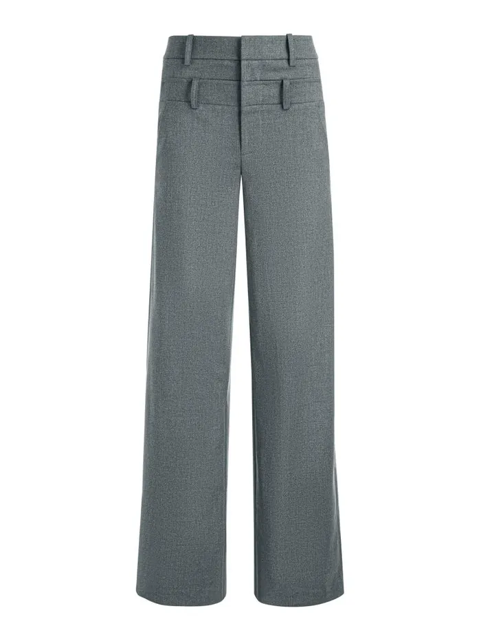 Alice Olivia ASPEN HIGH RISE DOUBLE WAIST TROUSER Shadow Grey Melange Women Pants