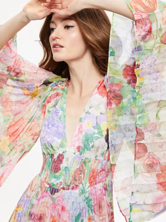 Alice Olivia BENNET PLEATED WIDE LEG JUMPSUIT Dawn Floral Women Jumpsuits Rompers