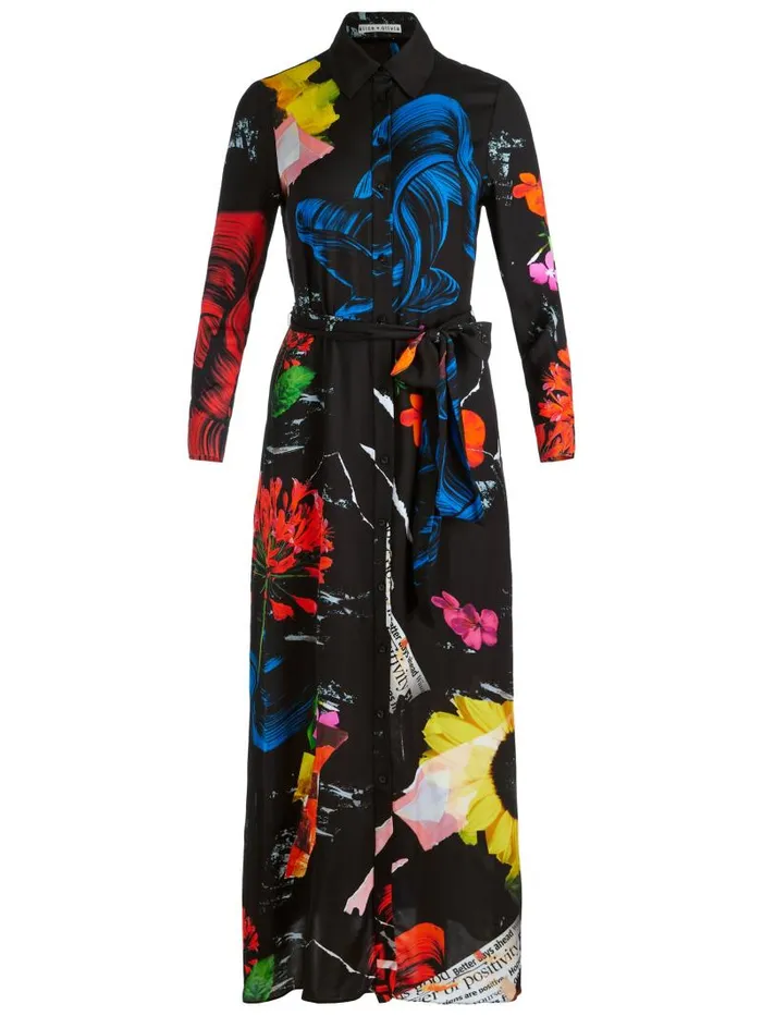 Alice Olivia CHASSIDY MAXI SHIRT DRESS Azalea Floral Women Dresses