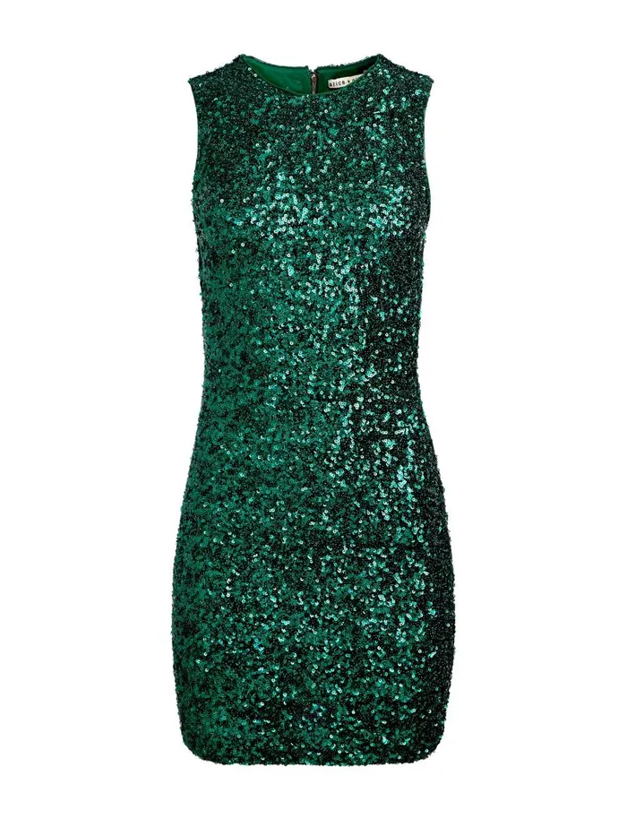 Alice Olivia COLEY SEQUIN MINI DRESS Forest Green Women Dresses