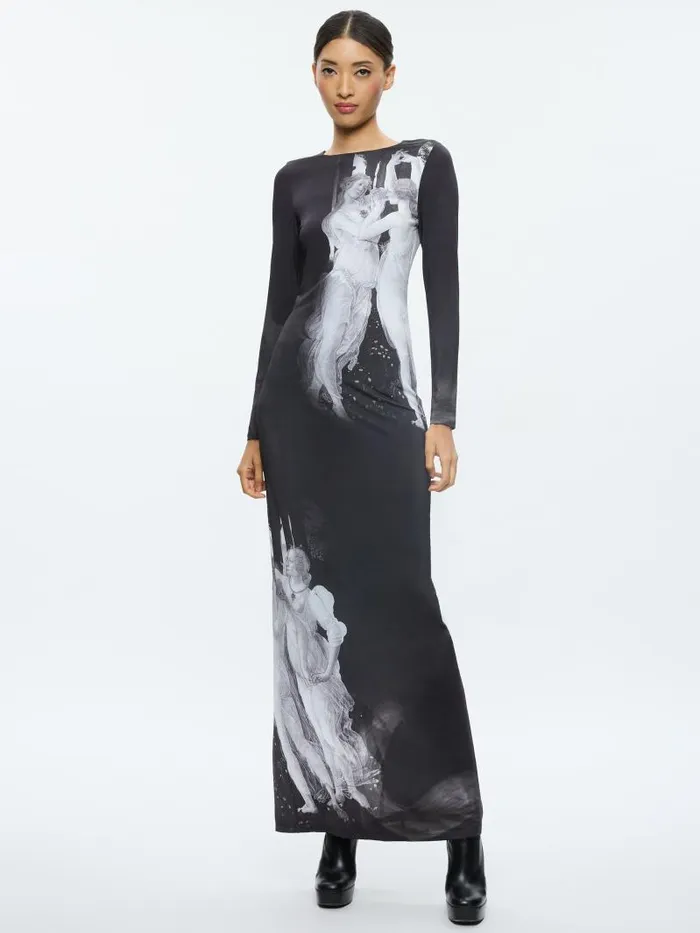 Alice Olivia DELORA LONG SLEEVE MAXI DRESS Renaissance Fresco Women Dresses
