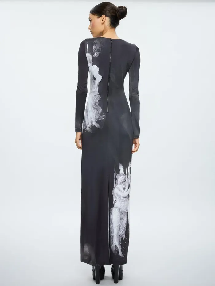 Alice Olivia DELORA LONG SLEEVE MAXI DRESS Renaissance Fresco Women Dresses