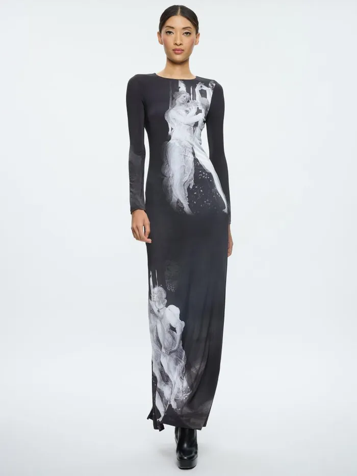 Alice Olivia DELORA LONG SLEEVE MAXI DRESS Renaissance Fresco Women Dresses