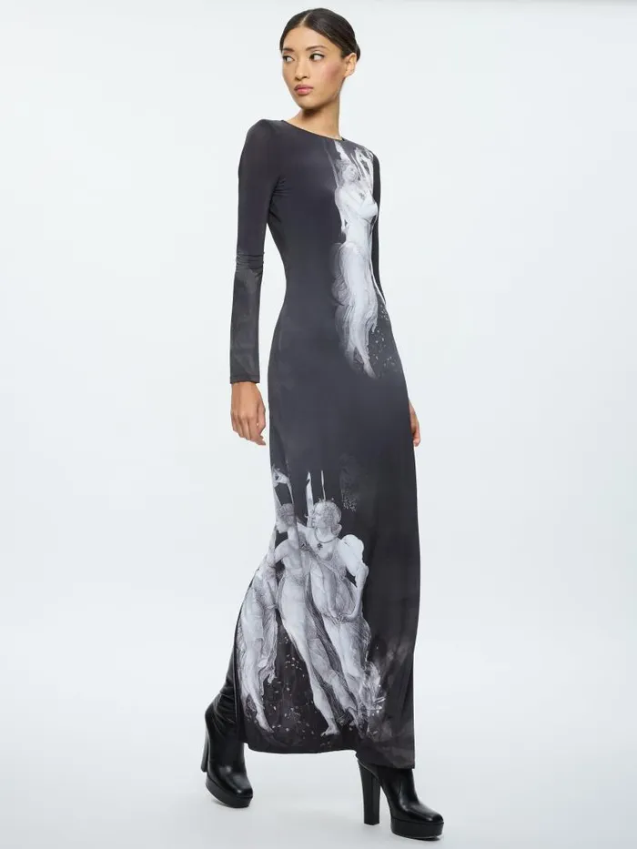 Alice Olivia DELORA LONG SLEEVE MAXI DRESS Renaissance Fresco Women Dresses