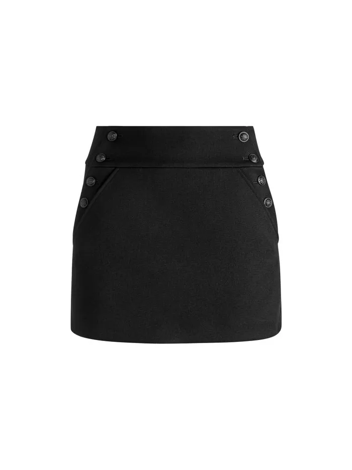 Alice Olivia DONALD HIGH RISE SIDE BUTTON SKIRT Black Women Skirts