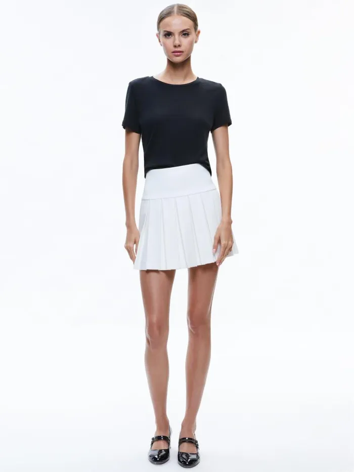 Alice Olivia EMILIE BOX PLEAT MINI SKIRT Off White Women Skirts