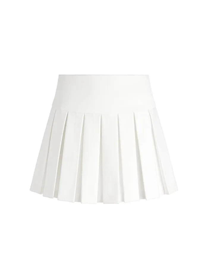 Alice Olivia EMILIE BOX PLEAT MINI SKIRT Off White Women Skirts