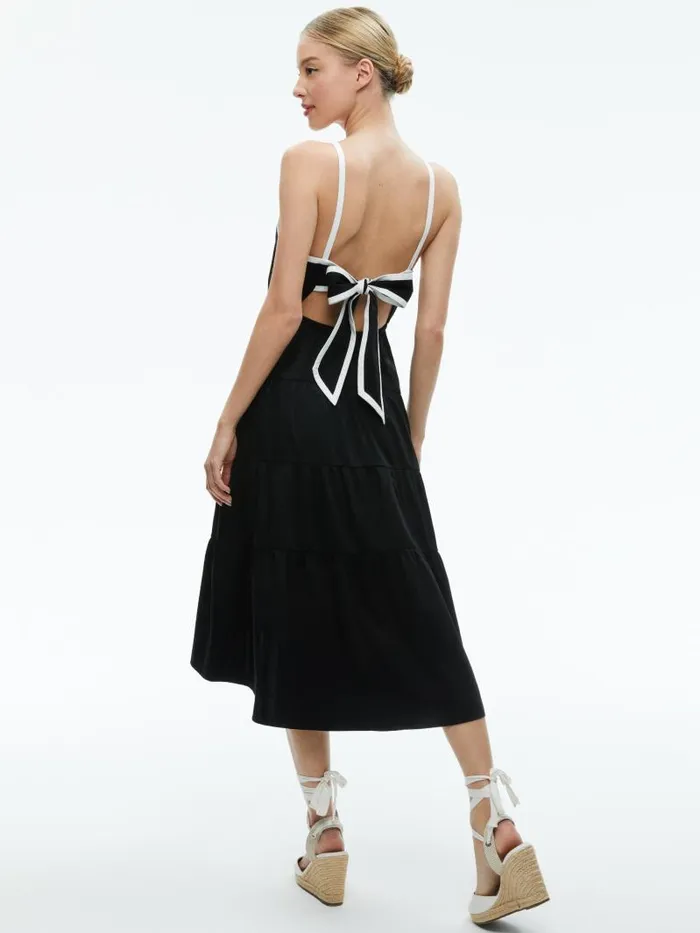 Alice Olivia HARTLEY GATHERED MIDI DRESS Blackoff White Women Dresses