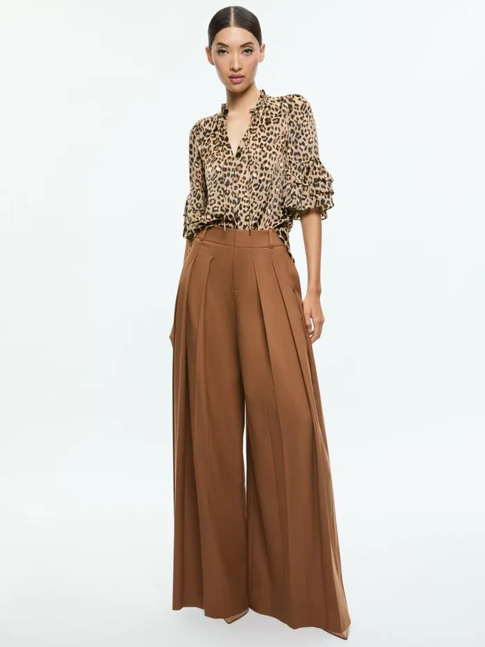 Alice Olivia JULIUS TIERED SLEEVE TUNIC TOP Leopard Love Women Tops