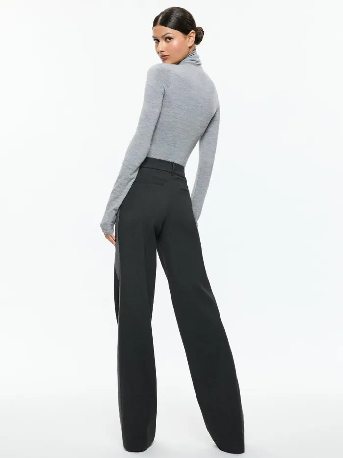 Alice Olivia MAL LOW RISE STRAIGHT LEG PANT WITH SIDE STRIPE Charcoal Grey Melange Women Pants
