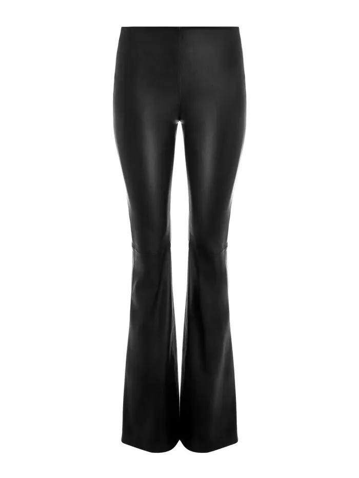 Alice Olivia RMP LEATHER BACKZIP BOOTCUT PANT Black Women Pants