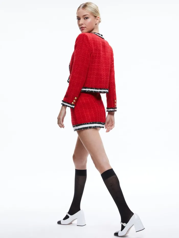 Alice Olivia RUBI TWEED MINI SKIRT Perfect Rubyblackwhite Women Skirts