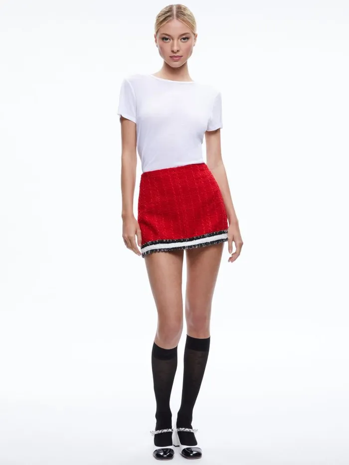 Alice Olivia RUBI TWEED MINI SKIRT Perfect Rubyblackwhite Women Skirts