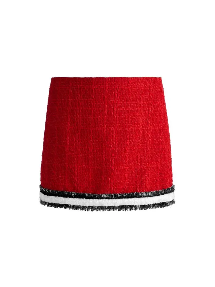 Alice Olivia RUBI TWEED MINI SKIRT Perfect Rubyblackwhite Women Skirts