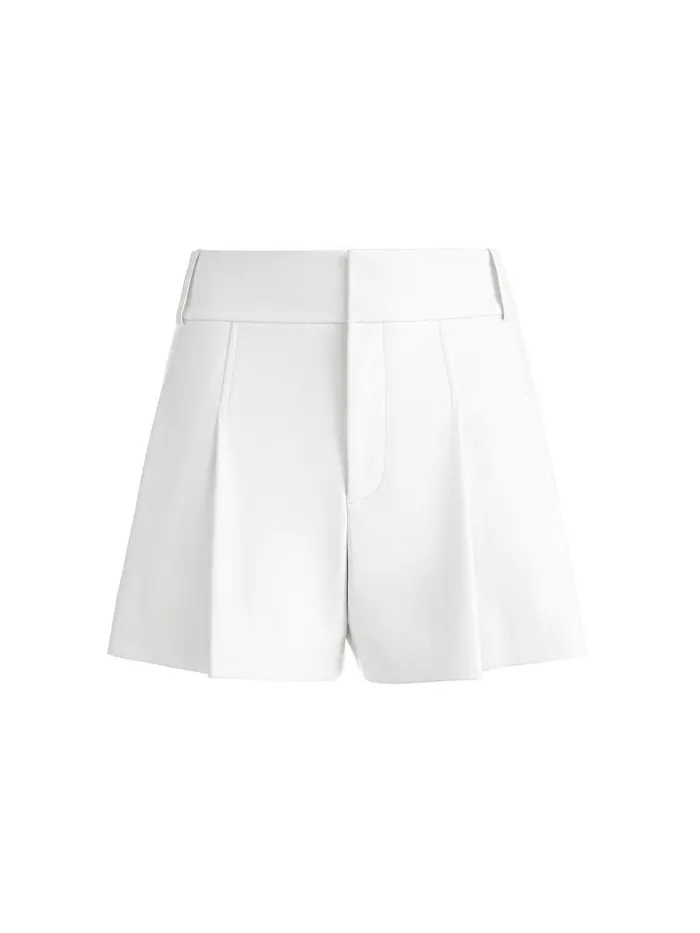 Alice Olivia SCARLET HIGH RISE VEGAN LEATHER FLUTTER SHORTS Black Women Shorts