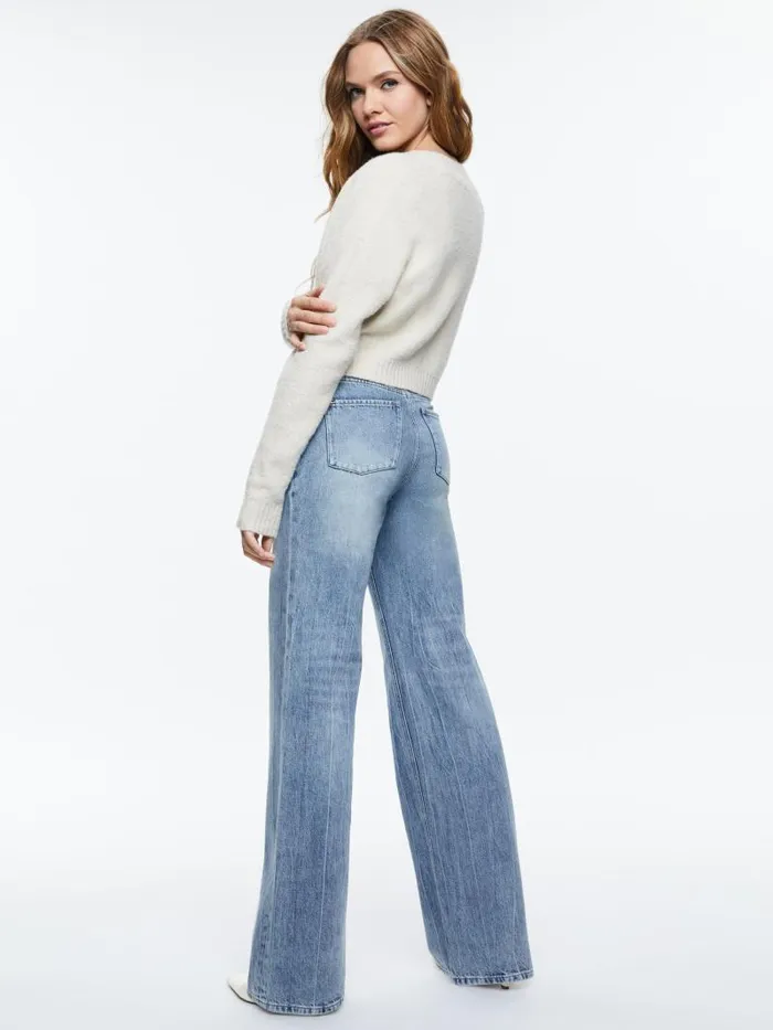 Alice Olivia TRULY CARDIGAN Oatmeal Women Sweaters