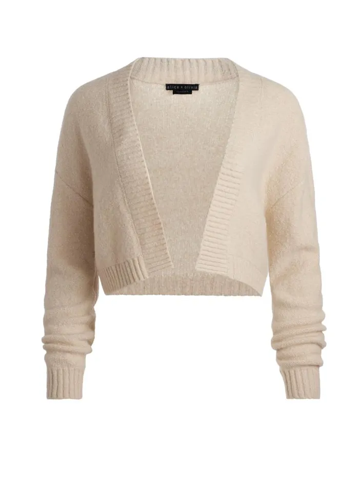 Alice Olivia TRULY CARDIGAN Oatmeal Women Sweaters