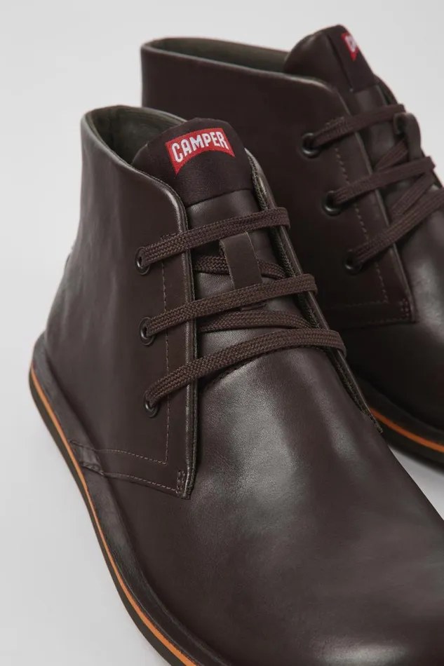 Ankle Boots Men Camper Beetle Brown Leather Ankle Boots