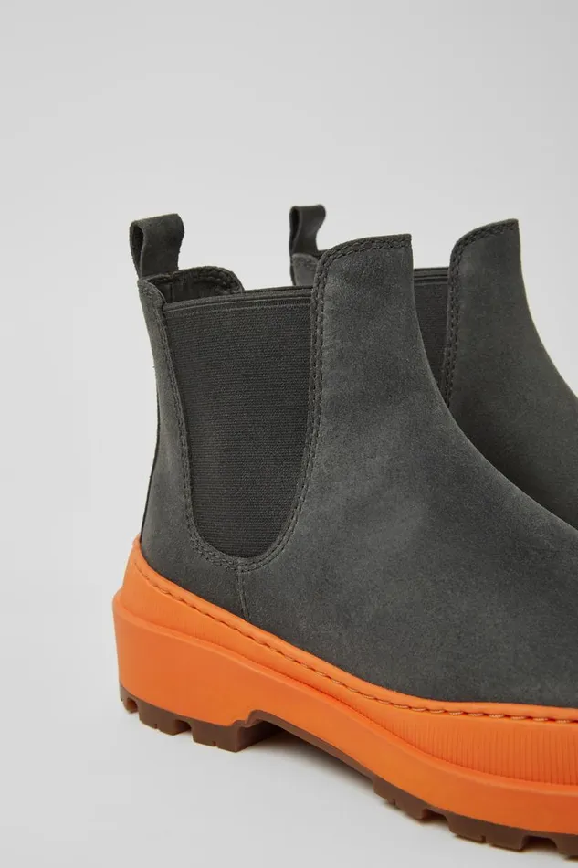 Ankle Boots Women Camper Brutus Trek MICHELIN Dark Gray And Orange Nubuck Ankle Boots