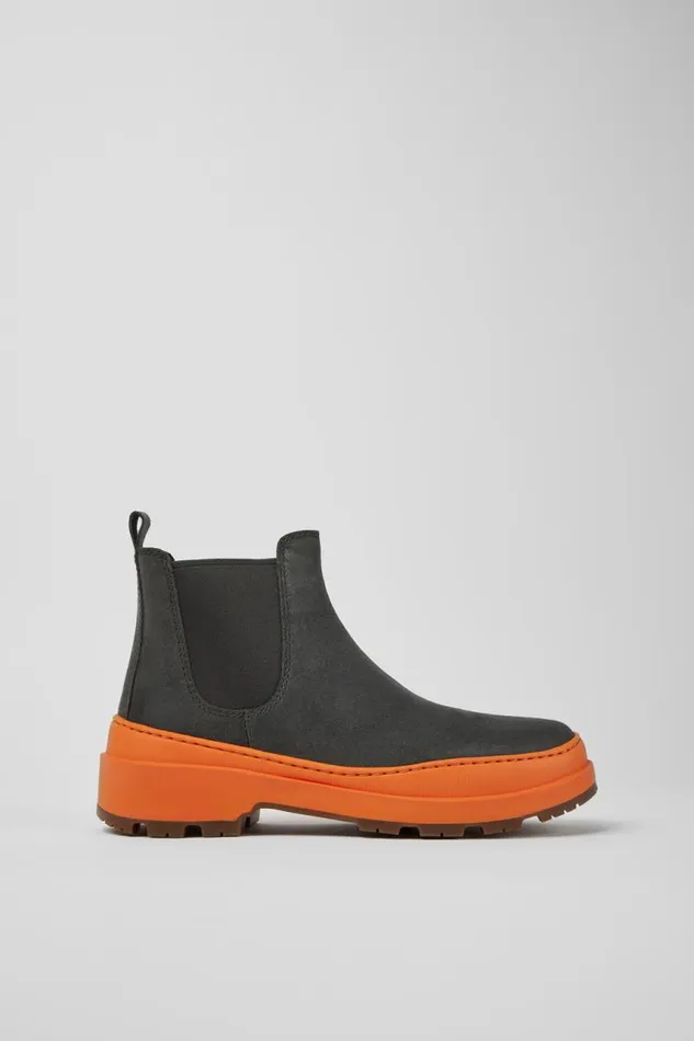 Ankle Boots Women Camper Brutus Trek MICHELIN Dark Gray And Orange Nubuck Ankle Boots