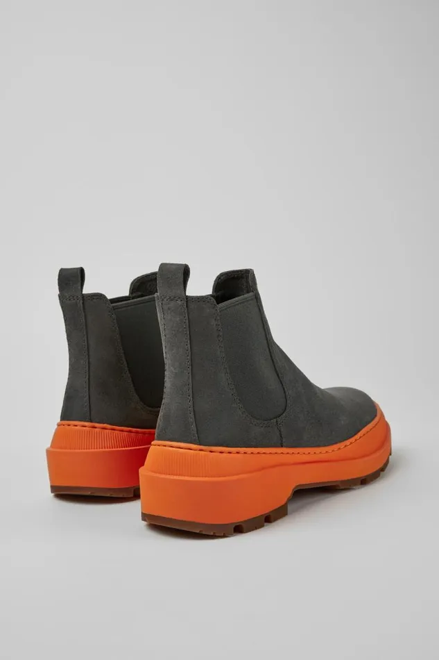 Ankle Boots Women Camper Brutus Trek MICHELIN Dark Gray And Orange Nubuck Ankle Boots