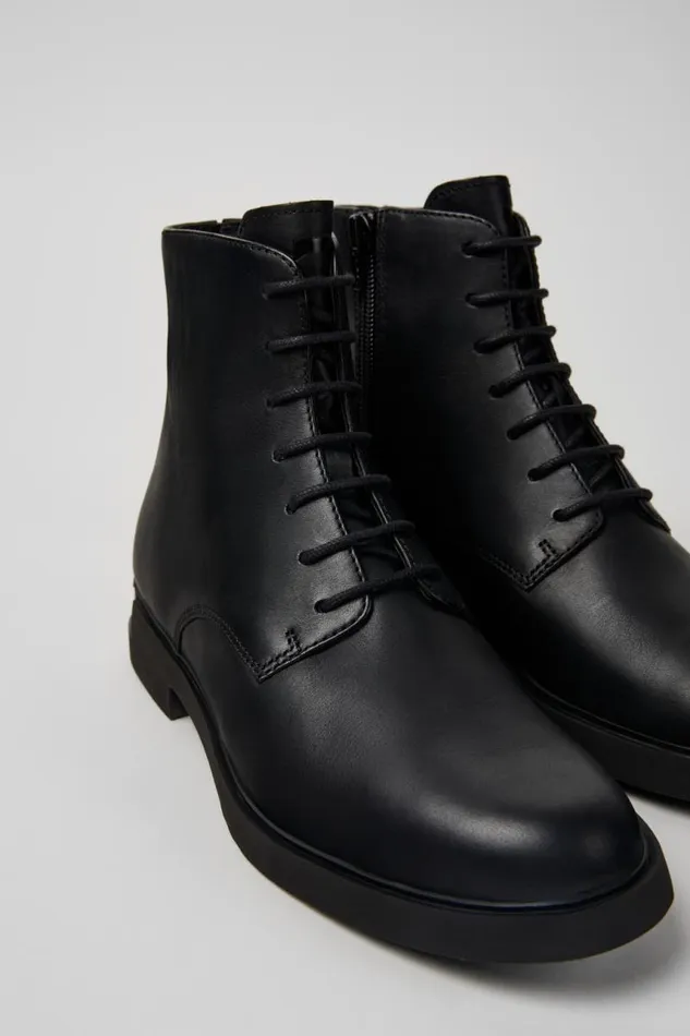 Ankle Boots Women Camper Iman Black Leather Laceup Boots