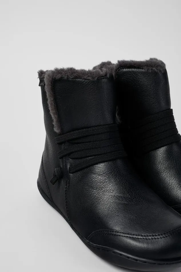 Ankle Boots Women Camper Peu Black Leather Ankle Boots