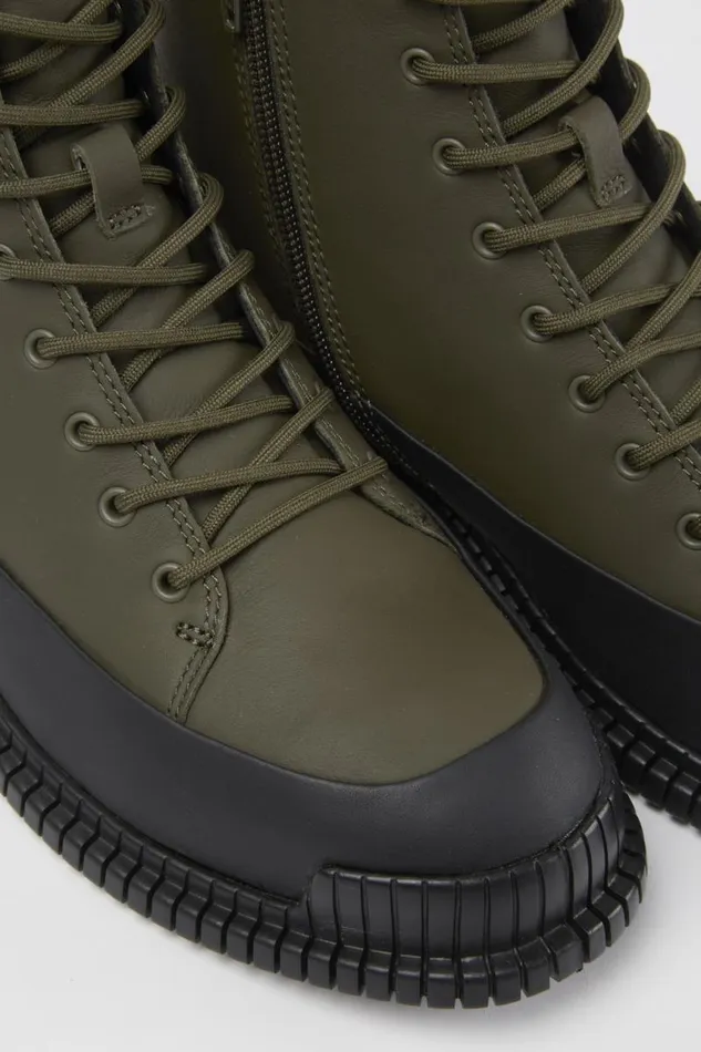 Ankle Boots Women Camper Pix Green And Black Leather Ankle Boots