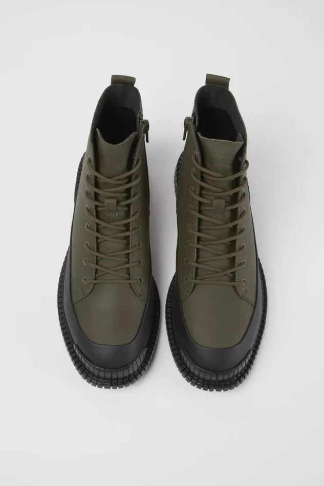 Ankle Boots Women Camper Pix Green And Black Leather Ankle Boots