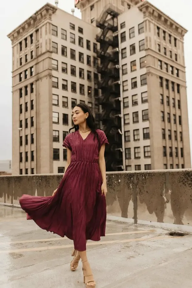 Annaleigh Midi Dress In Mauve Mauve Women Bohme Dresses