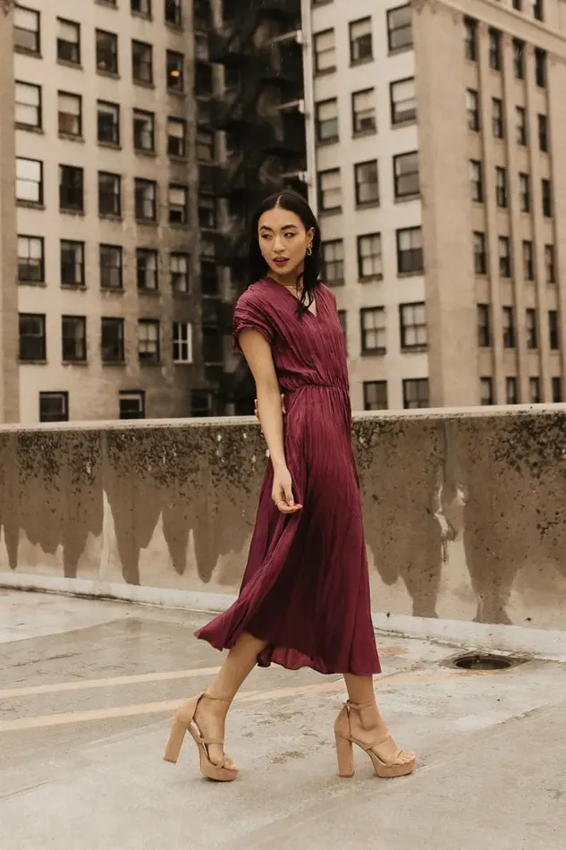 Annaleigh Midi Dress In Mauve Mauve Women Bohme Dresses