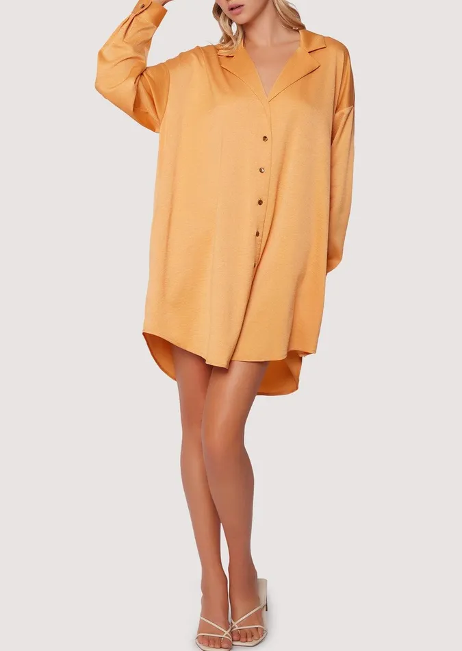 Apricot Sunset Shirt Dress Apricot Women Lost Wander Dresses