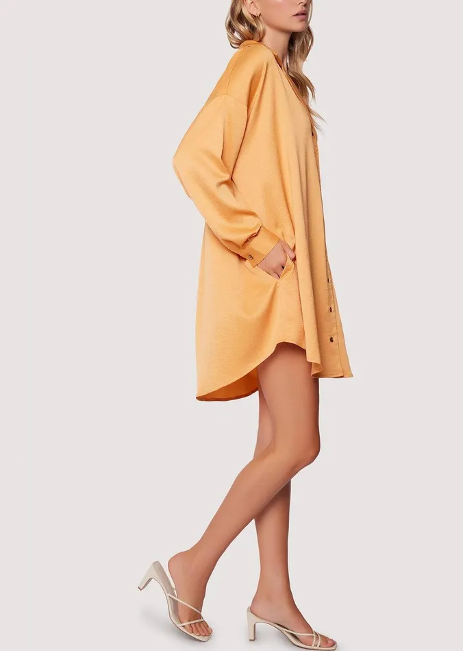 Apricot Sunset Shirt Dress Apricot Women Lost Wander Dresses