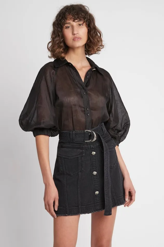 Arlow Denim Mini Skirt Vintage Black Women Aje Skirts