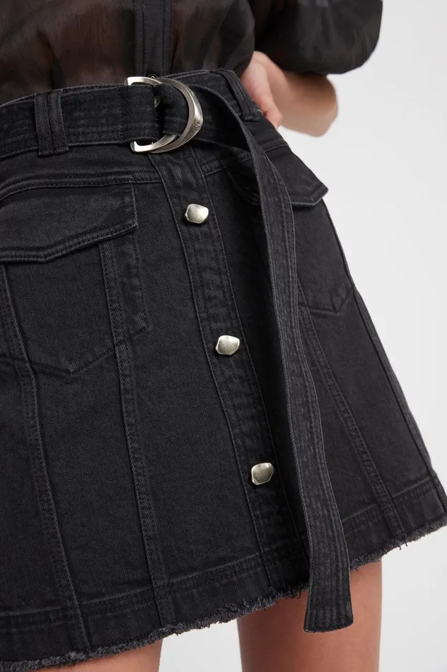 Arlow Denim Mini Skirt Vintage Black Women Aje Skirts