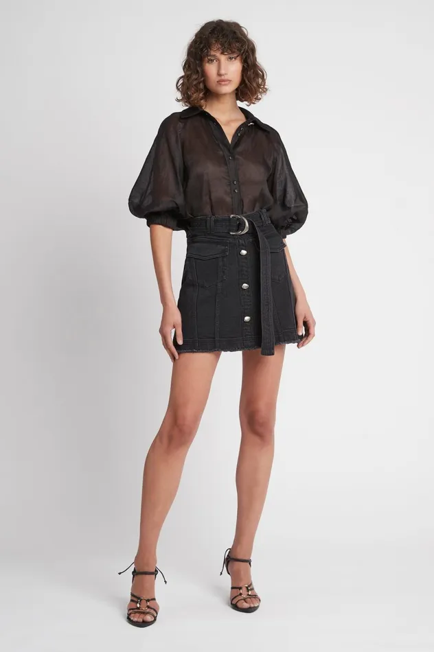Arlow Denim Mini Skirt Vintage Black Women Aje Skirts