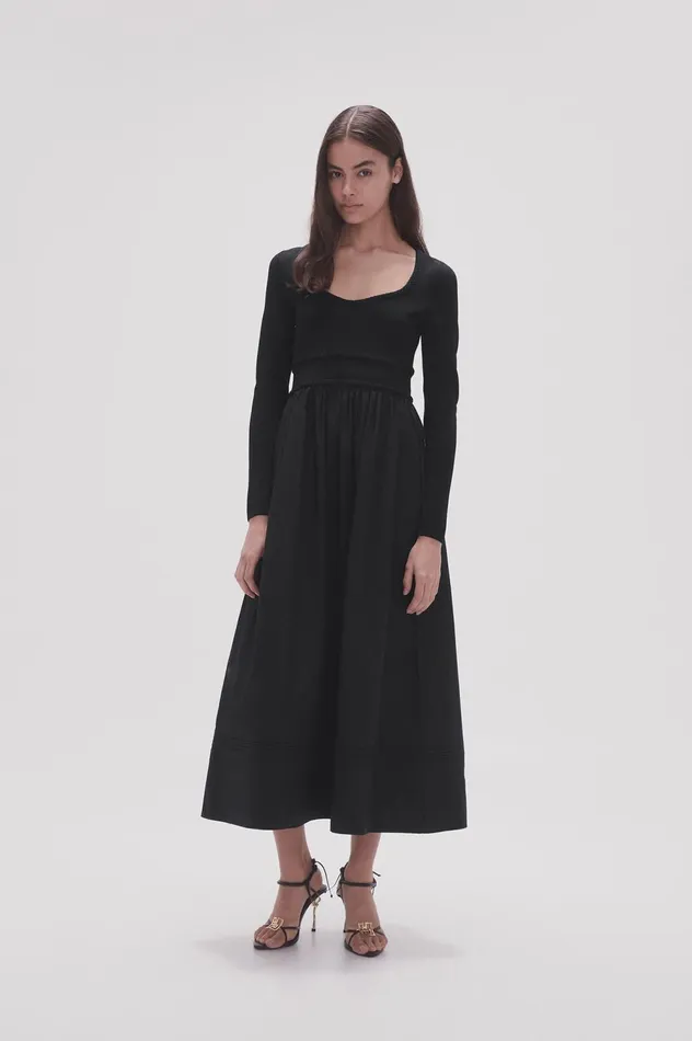 Audrey Knit Midi Dress Black Women Aje Black Dresses
