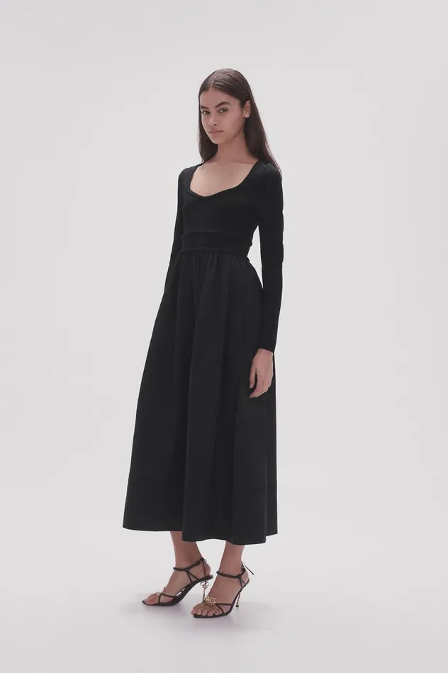 Audrey Knit Midi Dress Black Women Aje Black Dresses