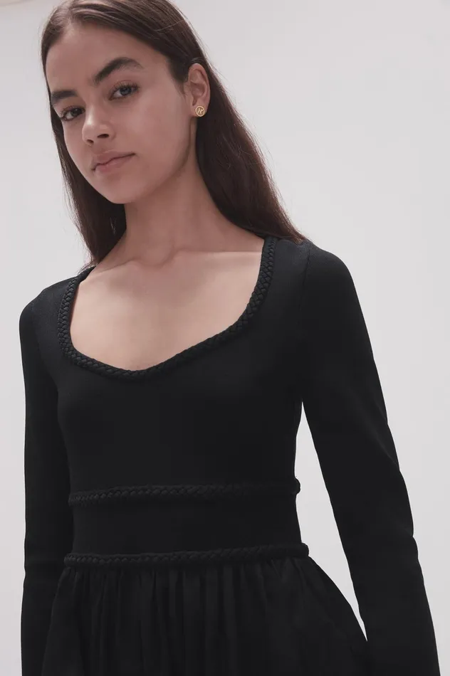 Audrey Knit Midi Dress Black Women Aje Black Dresses