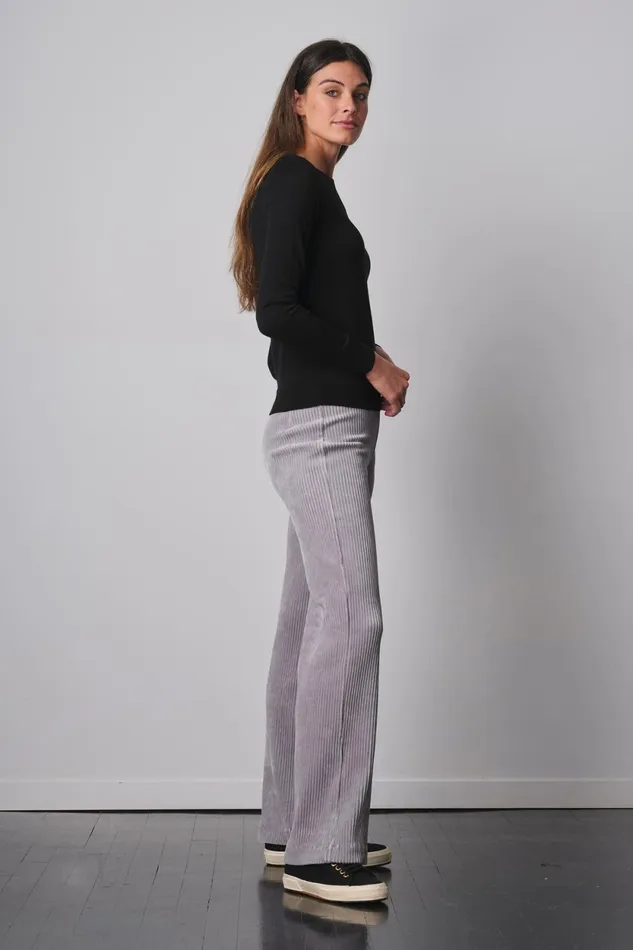 Avenue Montaigne FLAVIA Corduroy Silver Women Pants Avenue Montaigne FLAVIA Corduroy Silver Women Pants