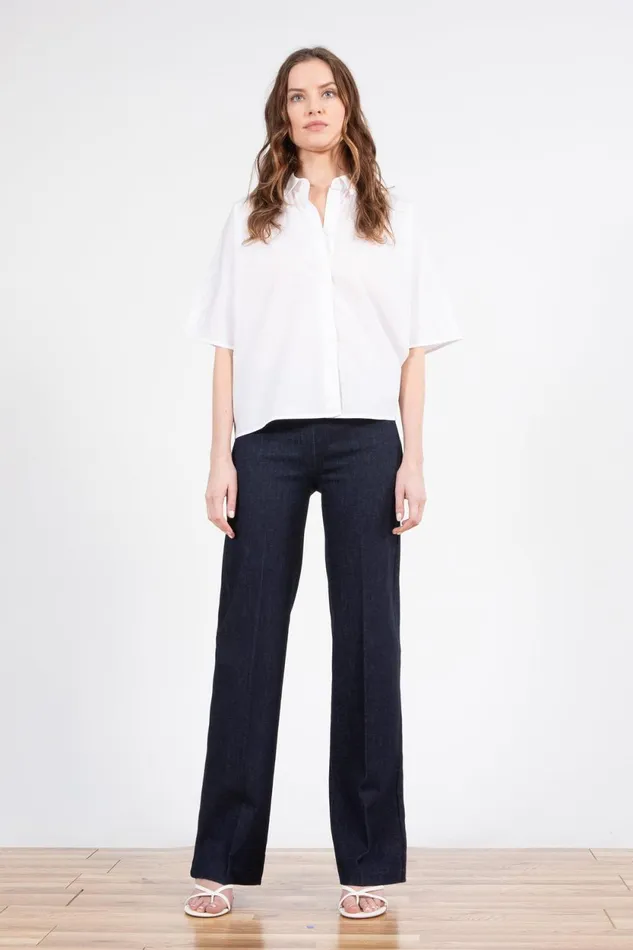 Avenue Montaigne FLAVIA Dark Denim Women Pants