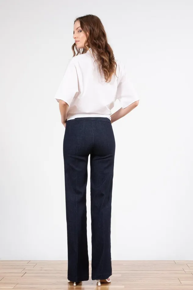 Avenue Montaigne FLAVIA Dark Denim Women Pants