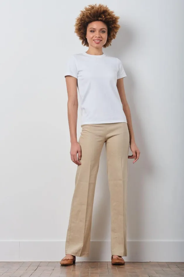 Avenue Montaigne FLAVIA Linen Khaki Women Pants