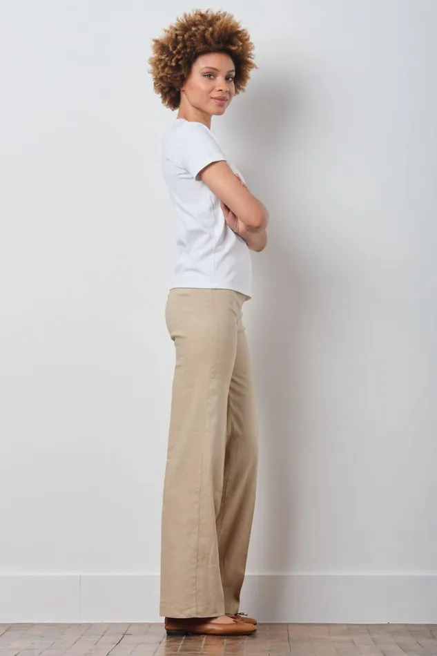 Avenue Montaigne FLAVIA Linen Khaki Women Pants Avenue Montaigne FLAVIA Linen Khaki Women Pants