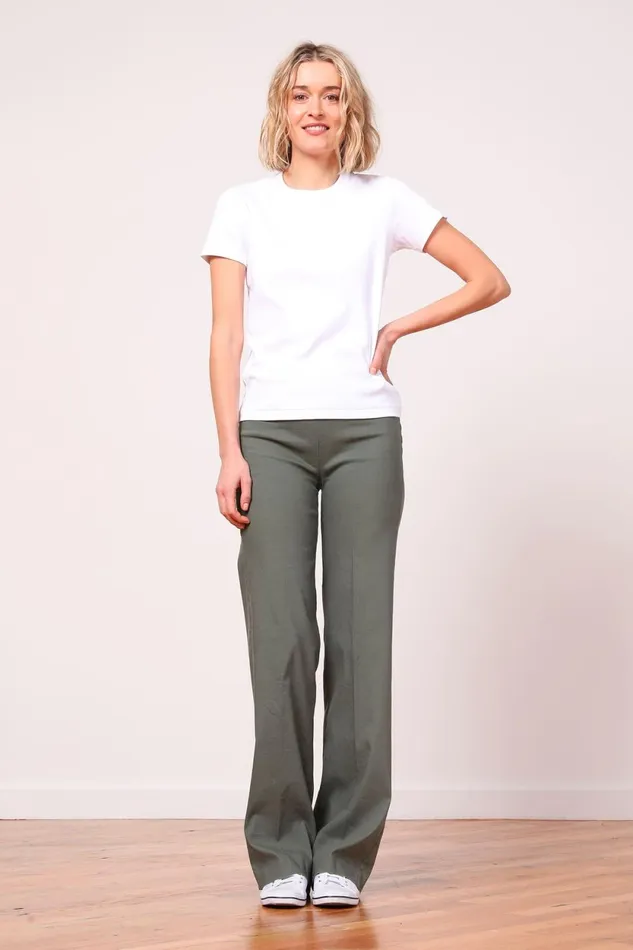 Avenue Montaigne FLAVIA Linen Olive Green Women Pants