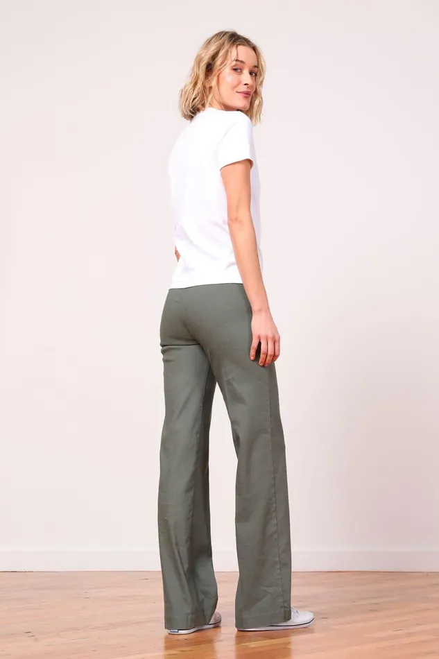 Avenue Montaigne FLAVIA Linen Olive Green Women Pants Avenue Montaigne FLAVIA Linen Olive Green Women Pants