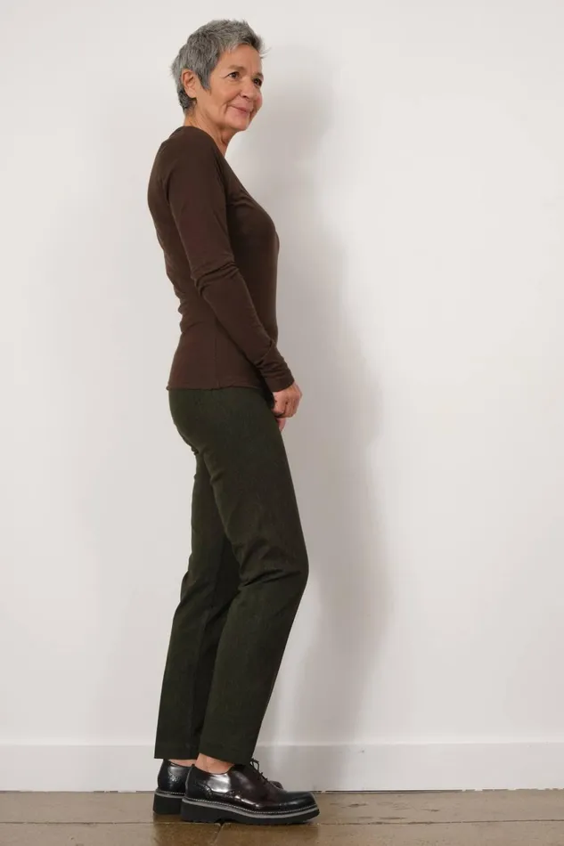Avenue Montaigne LILI Flannel Olive Green Women Pants Avenue Montaigne LILI Flannel Olive Green Women Pants