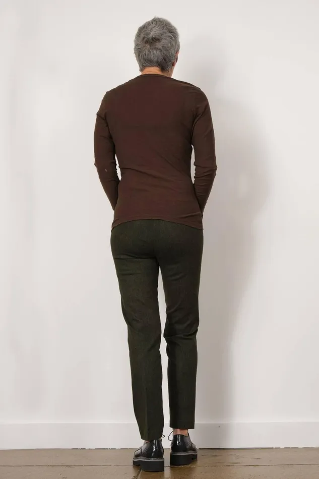 Avenue Montaigne LILI Flannel Olive Green Women Pants Avenue Montaigne LILI Flannel Olive Green Women Pants