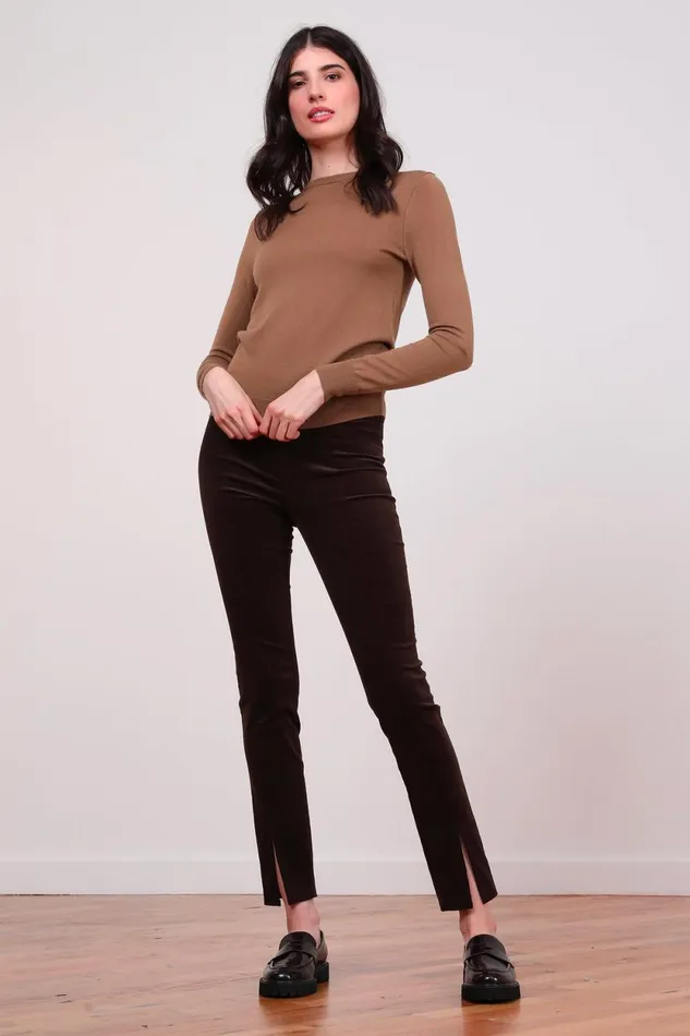 Avenue Montaigne MAX Fine Corduroy Brown Women Pants